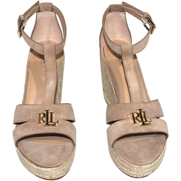 Ralph Lauren Hale Wedge Sandals Khaki Size 8.5 NWT - Picture 8 of 16